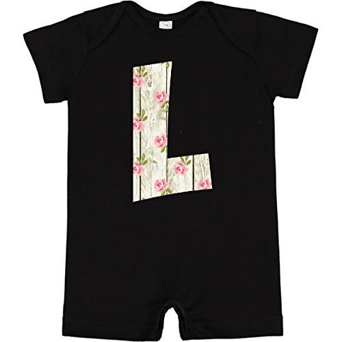 inktastic Cute Floral Initial L Infant Romper 6 Months Black 3cb56