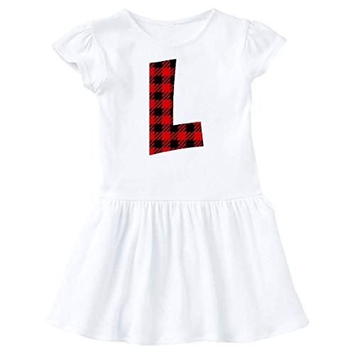 inktastic Red Buffalo Plaid Initial L Infant Dress 12 Months White 3cb8a