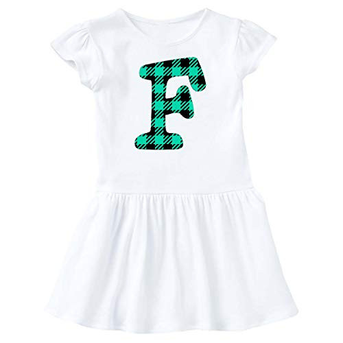 inktastic Teal Plaid Initial F Infant Dress 18 Months White 3cbfb