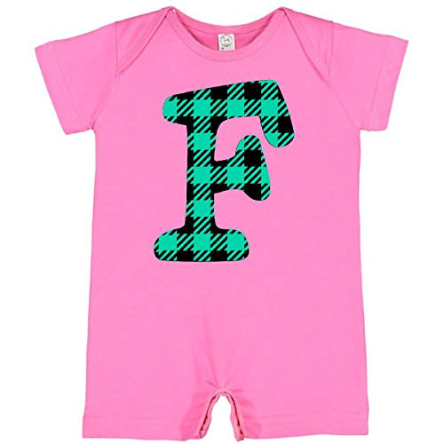 inktastic Teal Plaid Initial F Infant Romper 18 Months Raspberry 3cbfb
