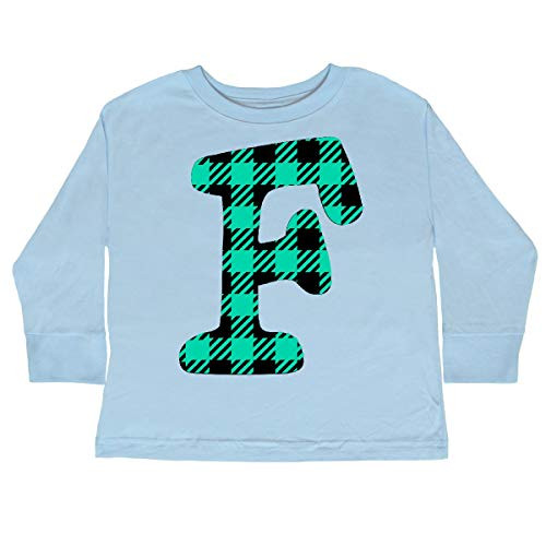 inktastic Teal Plaid Initial F Toddler Long Sleeve T-Shirt 5-6 Light Blue 3cbfb