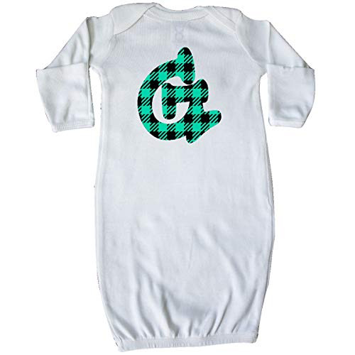 inktastic Teal Plaid Initial G Newborn Layette White 3cbfc