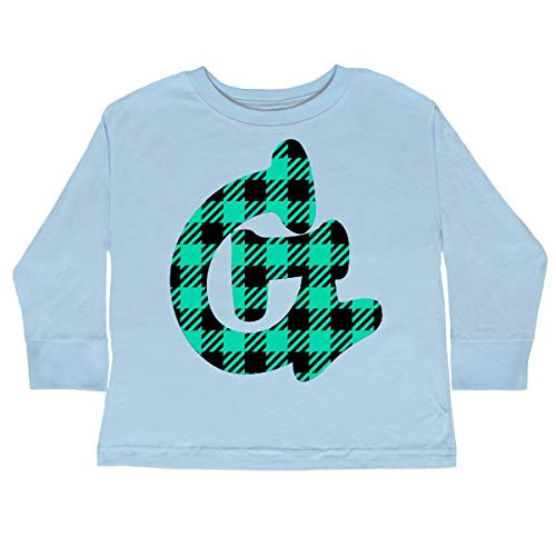inktastic Teal Plaid Initial G Toddler Long Sleeve T-Shirt 5-6 Light Blue 3cbfc
