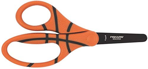 Fiskars Kids Scissors, Basketball, For 6Plus Years old, Length: 13 cm, For Right- and Left-handed People, Stainless Steel Blade/Plastic Handles, Orange, 1023912