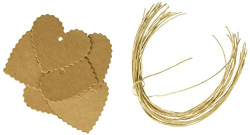 Wrapables 20 Gift Tags/Kraft Hang Tags with Free Cut Strings for Gifts, Crafts & Price Tags - Heart