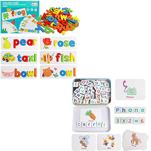 Kizh See Spelling Learning Toy Wooden Educational Developmental Toy,Kizh Wooden Magnetic Letters and Numbers Toys