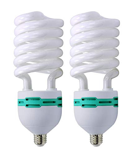 LimoStudio 2pcs 65 Watt 6500K Photography Studio Light Bulb, Compact Fluorescent Lamp Pure White Daylight Balanced Studio Light Bulb, AGG118