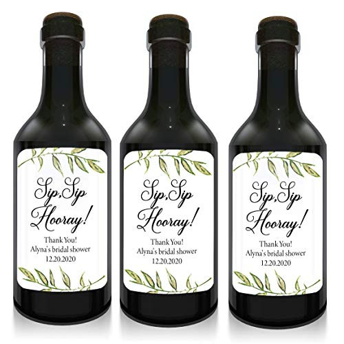 Mini Wine Bottle Labels Stickers for Bridal Shower, Sip Sip hooray, Custom Bridal Shower Mini Wine Bottle Label Stickers, Bridal Shower Party Favors set of 10