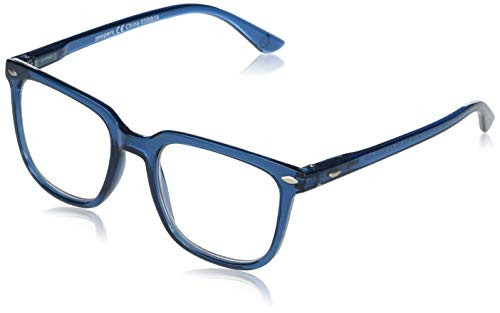 Peepers by PeeperSpecs Tycoon Square Reading Glasses, Navy-Focus Blue Light Filtering Lenses, 53 mm Plus 2.5