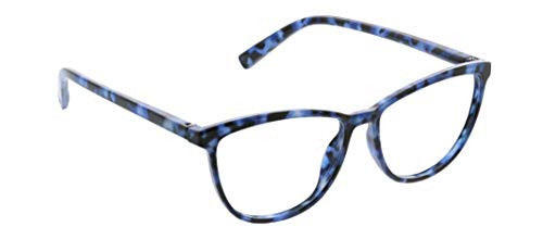 Peepers by PeeperSpecs Women's Bengal Cat Eye Reading Glasses, Navy Tortoise - Focus Blue Light Filtering Lenses, 54 mm Plus 3