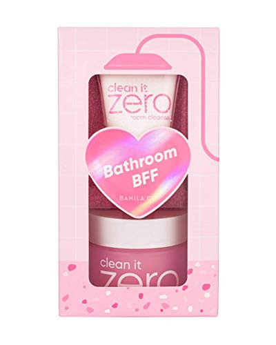 Banila Co Bathroom BFF Set, Clean It Zero 3 piece Double Cleansing Set with Cleansing Balm, Makeup Remover Towel and Foam Cleanser, giftset kit