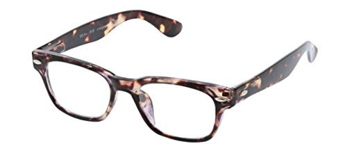 Peepers by PeeperSpecs Clark Square Reading Glasses, Tortoise-Focus Blue Light Filtering Lenses, 49 mm Plus 1.25