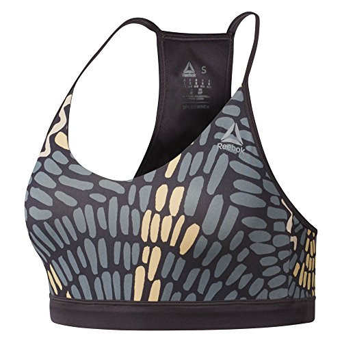 Reebok Women's Speedwick Bend It Back Triangle Bra - Tribal Print, Smoky Volcano, X-Small