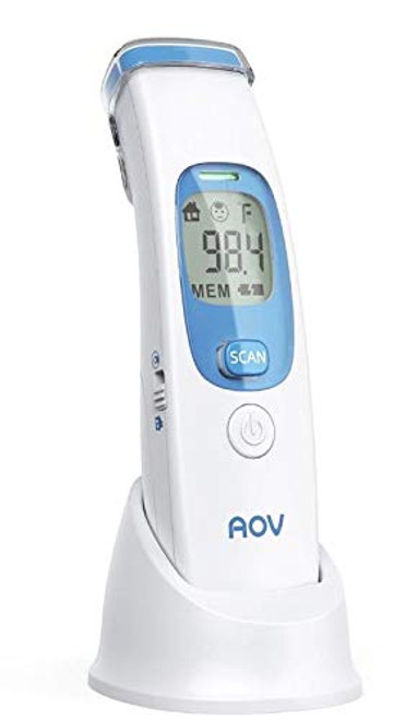 AOV Infrared Thermometer, Forehead Thermometer for Adults, Non Contact Digital Infrared IR Temperature Thermometer for Baby Kids, Instant Reading Thermometer with Fever Indicator