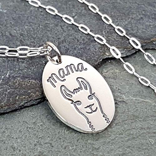 Sterling Silver Mama Llama Flat Charm Necklace, 18"