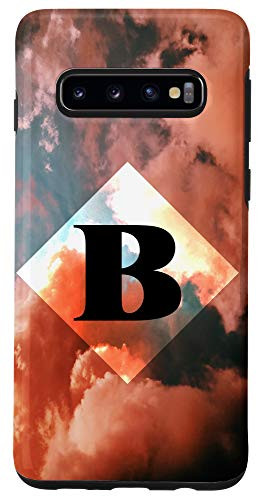 Galaxy S10 Pink Clouds Diamond Monogram Capital Letter B Case