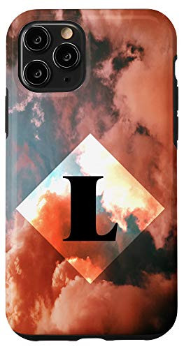 iPhone 11 Pro Pink Clouds Diamond Monogram Capital Letter L Case