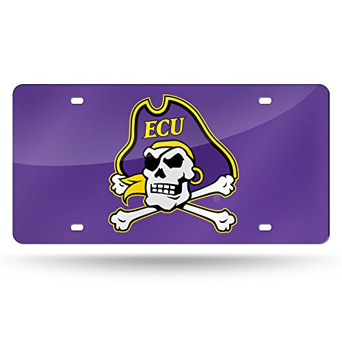 NCAA Rico Industries Laser Inlaid Metal License Plate Tag, East Carolina Pirates , 6 x 12-inches