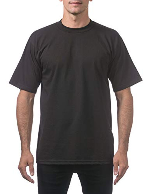 Pro Club Men's Heavyweight Cotton Short Sleeve Crew Neck T-Shirt, Black, 7X-Large