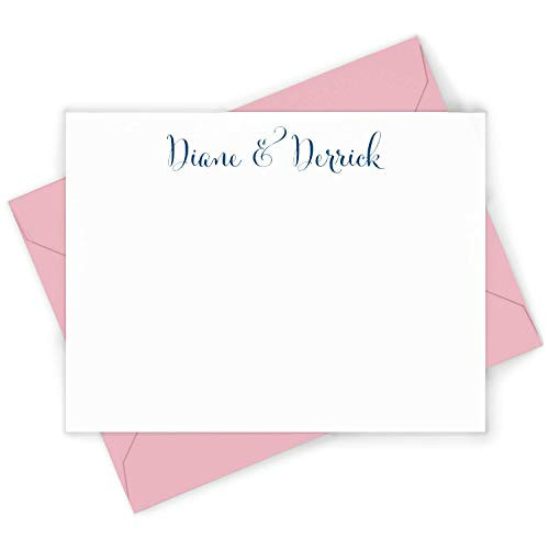 SCRIPT COUPLE FLAT - Personalized Stationery Set - Engagement, Wedding, Marriage Note Cards for Couples, Stationary Cards