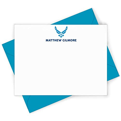 AIR FORCE FLAT - Personalized USAF Pilot Wings Stationery/Military Stationary Notecard And Envelope Set