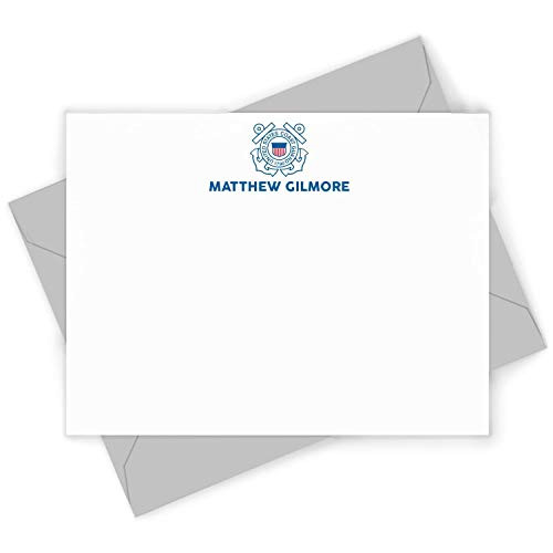 COAST GUARD FLAT - Personalized USCG Stationery/Armed Forces Military Dad Stationary Notecard And Envelope Set