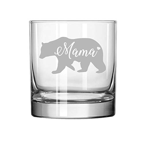 11 oz Rocks Whiskey Highball Glass Mama Bear Mom Mother