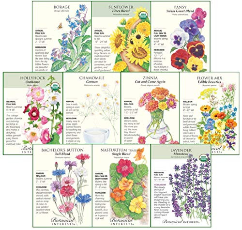 Botanical Interests "Edible Flowers Seed Collection - 10 Packets with Gift Box