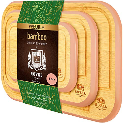 Bamboo Cutting Board with Juice Groove (3-Piece Set) - Best Kitchen Chopping Board for Meat (Butcher Block) Cheese and Vegetables (Pink) Bamboo Cutting Board with Juice Groove (3-Piece Set) - Best Kitchen Chopping Board for Meat (Butcher Block) Cheese and Vegetables (Pink)