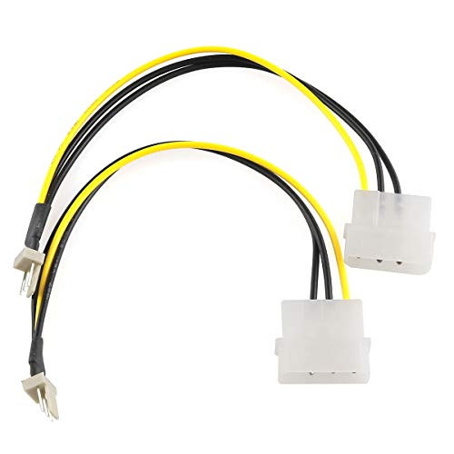 DGZZI PC Fan Cable 2PCS 3 Pin ATX Fan to D Type Large 4 Pin Molex Connector Cable Fan Power Adapter