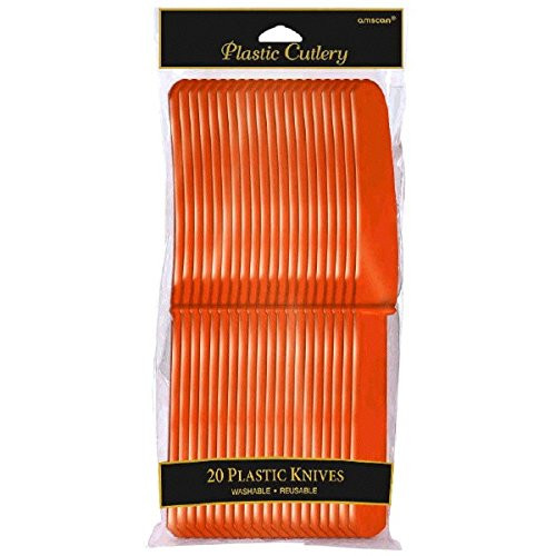 Amscan 4548.05 Reusable Knife Tableware Party Supplies (20 Piece) Orange