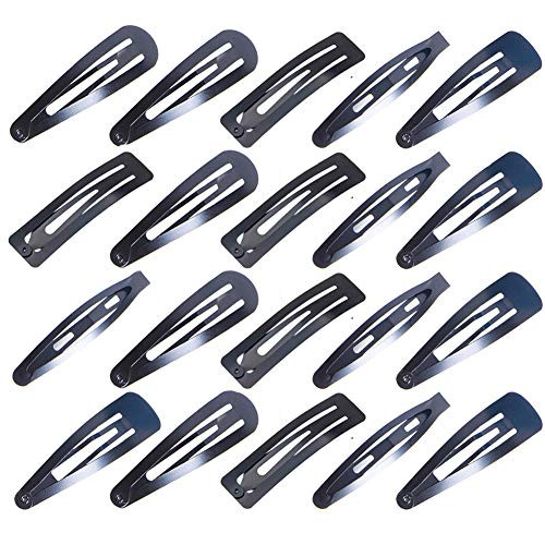 20 Pcs Black Hair Clips Women Barrettes Metal Snap Clips Large Hairpins Hair Accessories 2.7 Inch