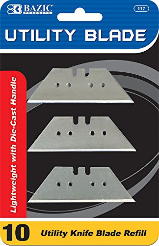 BAZIC Utility Knife Replacement Blade for Fixed Utility Knives and Box Cutters (10/Pack)