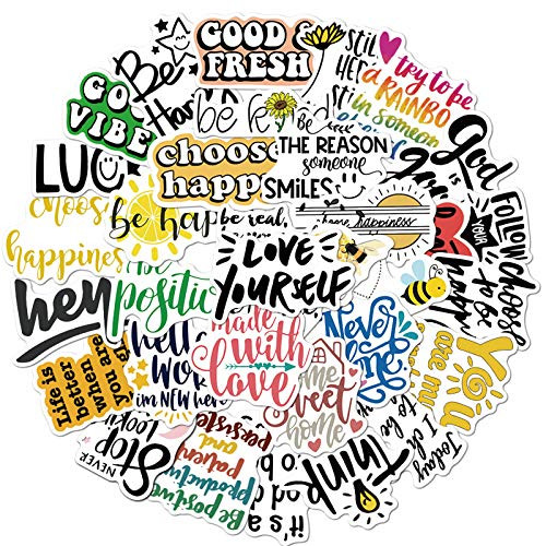 Inspirational Stickers 50PCS, Vinyl Waterproof Reward Motivational Stickers for Teens, Students, Teachers and Employees, Positive Words Stickers for Hydro Flasks, Water Bottle, Laptop, Skateboard