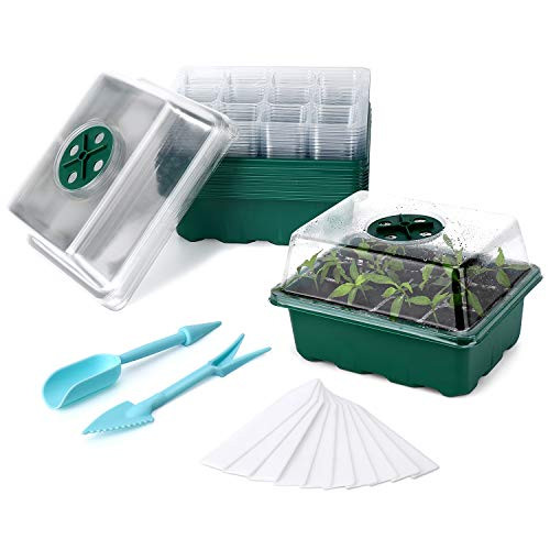 GOOWJUER 10Pack Plant Growing Trays, Seed Trays Seedling Starter Tray, Propagator with Humidity Vents Domes, Seed Trays Seedling Starter Reusable, Germination Grow Tray, Mini Propagator (10) GOOWJUER 10Pack Plant Growing Trays, Seed Trays Seedling Starter Tray, Propagator with Humidity Vents Domes, Seed Trays Seedling Starter Reusable, Germination Grow Tray, Mini Propagator (10)