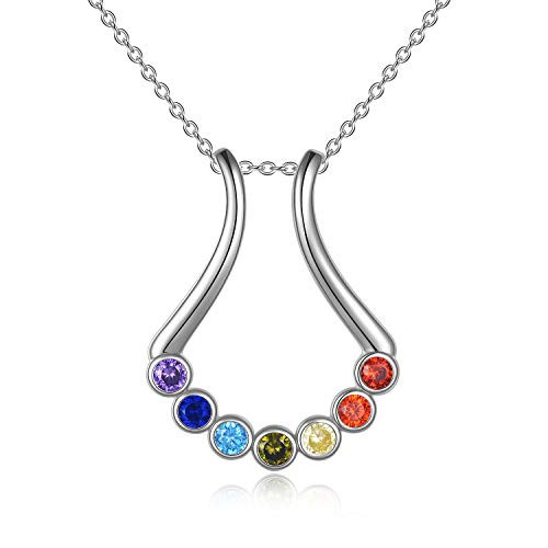 925 Sterling Silver Ring Holder Necklace Chakra Necklace Healing Crystals Pendant Necklace Wedding Engagement Anniversary Infinity Love Gifts for Her, Wife, Girlfriend