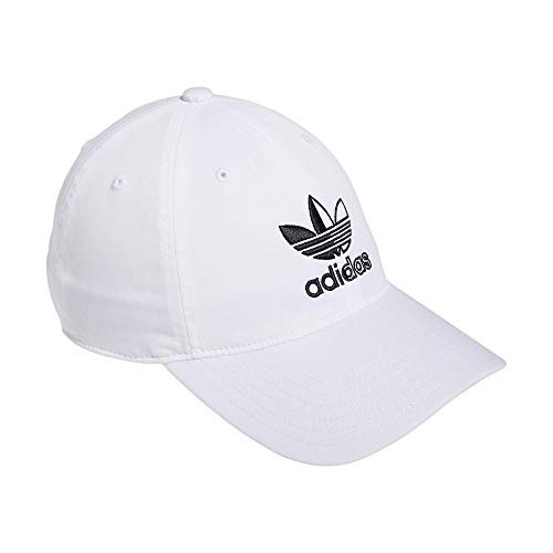 adidas Originals Men's Split Trefoil Logo Relaxed Fit Strapback Cap, White, One Size