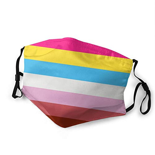 Unisex Face Mask Adjustable Pan Lesbian Pride Flag LGBTQ Replaceable Filter Balaclavas Black