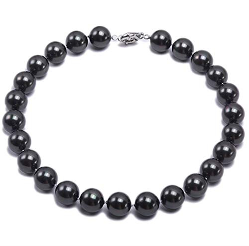JYXJEWERLRY Women Black Shell Pearl Necklace 8mm Round South Seashell Pearl Beads Necklace for Lady 18" JYXJEWERLRY Women Black Shell Pearl Necklace 8mm Round South Seashell Pearl Beads Necklace for Lady 18"