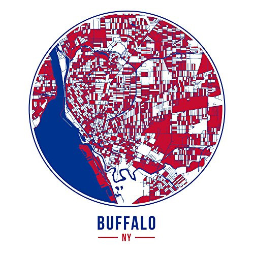 ArtsyCanvas Buffalo - Football Circle City Map - 12x12 Matte Poster Print Wall Art