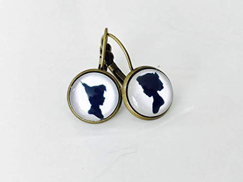 Peter Pan and Wendy Earrings, silhouette dangles, Peter Pan jewelry