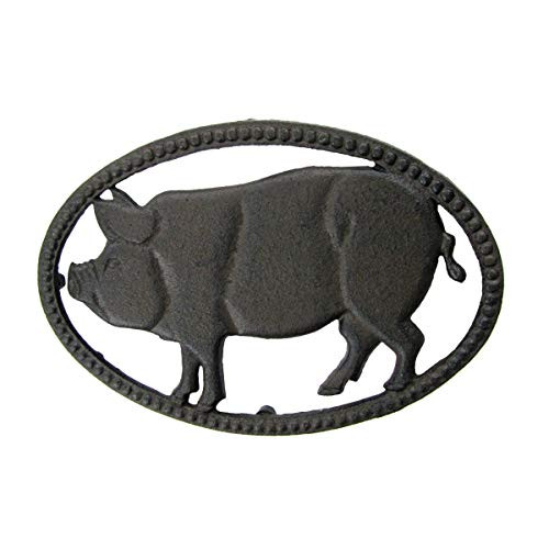 Treasure Gurus Rustic Cast Iron Pig Trivet Hot Oven Dish Pot Pan Holder Farmhouse Kitchen Decor Wall Art