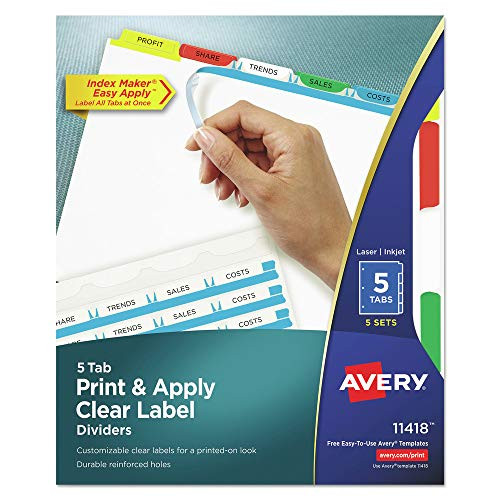 Avery Index Maker Punched Clear Label Tab Divider (11418)