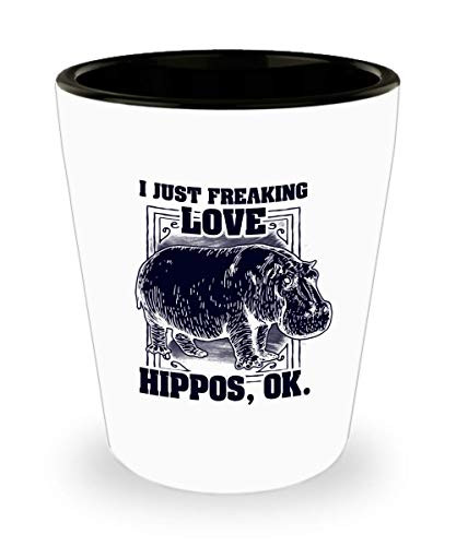 Funny Novelty Gift For Hippo Lover I Just Freaking Love Hippos OK Best Animal Lover, Hippo, Hippos Short Glass
