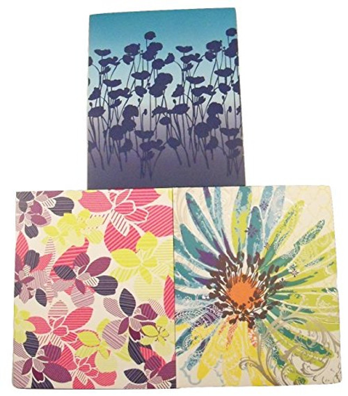 Staples Two Pocket Paper Folder ~ Set of 3 Flower Power Folders (Flower Shadows, Multicolored Decorative Flowers on White, Foil Giant Detailed Flower)