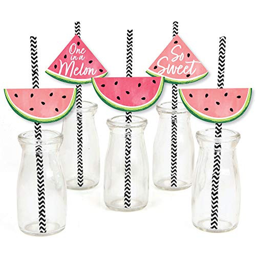 Big Dot of Happiness Sweet Watermelon - Paper Straw Decor - Fruit Party Striped Decorative Straws - Set of 24 Big Dot of Happiness Sweet Watermelon - Paper Straw Decor - Fruit Party Striped Decorative Straws - Set of 24