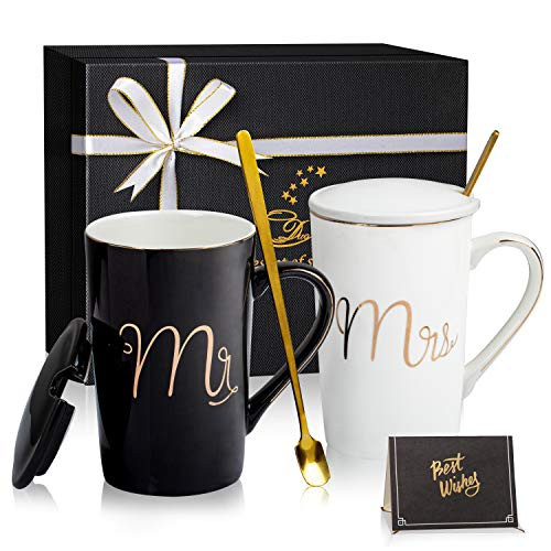 Jumway Mr and Mrs Coffee Mugs - Wedding Gifts - Mr and Mrs Mugs Set - for Bride and Groom - Gifts for Bridal Shower Engagement Wedding and Married Couples Anniversary - Ceramic Marble Cups 14 Oz Black Jumway Mr and Mrs Coffee Mugs - Wedding Gifts - Mr and Mrs Mugs Set - for Bride and Groom - Gifts for Bridal Shower Engagement Wedding and Married Couples Anniversary - Ceramic Marble Cups 14 Oz Black