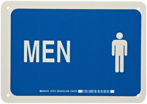 Brady 47670 7" Height, 10" Width, B-401 Plastic, Blue On White Color Restroom Sign, Legend "Men (With Picto)"