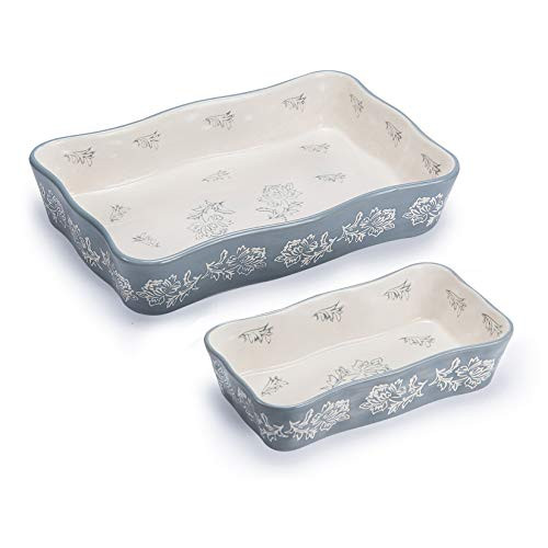 Baking Dish Ceramic Casserole Dish Bakeware Set Nonstick Lasagna Pan 2pcs Grey Baking Dishes for kitchen