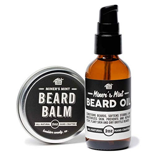 Beard Balm Plus Beard Oil Pump Set - Miner's Mint - All Natural, Hand Crafted in USA